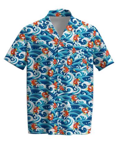 Pokemon Magikarp Waves Woven Unisex Button-Up Collard Shirt Exclusivo de star-game