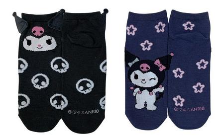 Sanrio Kuromi Womens Ankle Socks with 3D Ears 2-Pack Exclusivo de star-game