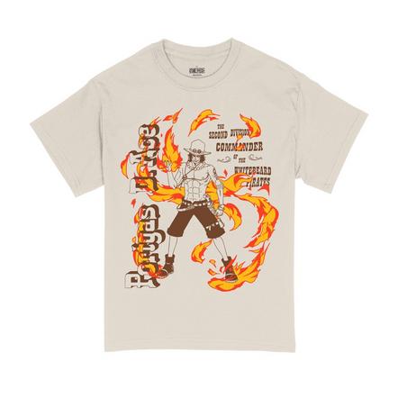 One Piece Ace Flames Double Sided Unisex Short Sleeve Graphic T-Shirt Exclusivo de star-game