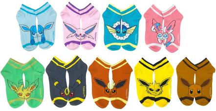 Pokemon Eevee Eeeveelution Half Quarter Crew Socks 9-Pack Exclusivo de star-game