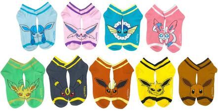 Pokemon Eevee Eeeveelution Half Quarter Crew Socks 9-Pack Exclusivo de star-game