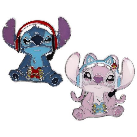 Disney Lilo and Stitch Gamer Stitch and Angel Enamel Pin Set Exclusivo de star-game