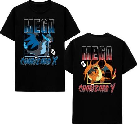 Pokemon Mega Charizard X and Y Double Sided Graphic T-Shirt Exclusivo de star-game