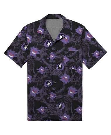 Pokemon Ghost Type Allover Print Unisex Woven Button-Up Shirt Exclusivo de Mundopixel