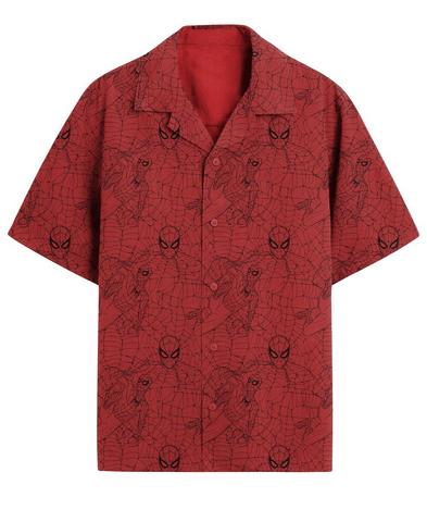 Marvel Spider-Man Web Allover Print Woven Button-Up Exclusivo de star-game