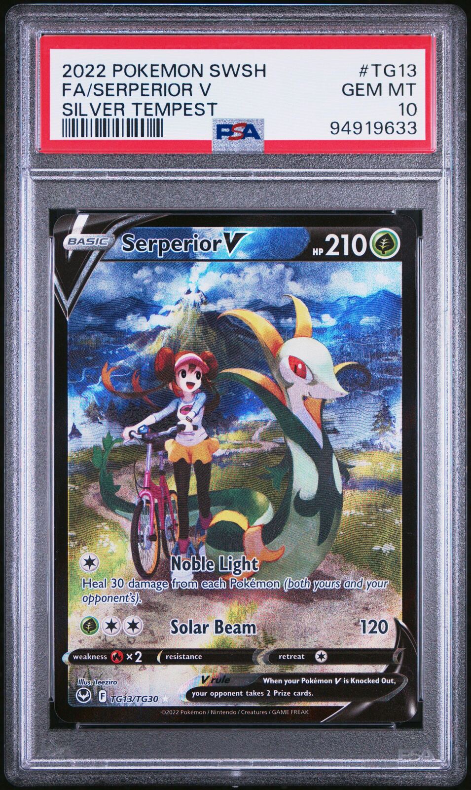 2022 Pokemon Sword & Shield Silver Tempest Tg13 Full Art/serperior V PSA 10